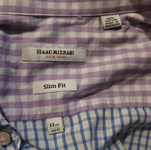 Isaac Mizrahi Light Blue and White Checkered Shirt - Picture 2 of 3